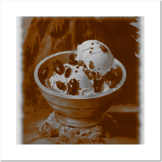 AI generated Chocolate Ice cream with beetles Wall Art by Catbrat